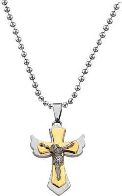Sullery Christmas Gift Lord Holy Jesus Christ Crucifix Cross Locket With Chain Gold-plated Stainless Steel Pendant Set