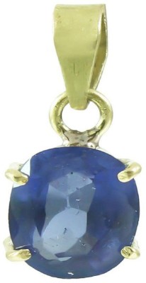 KUNDLI GEMS Blue sapphire Pendant Original stone 6.75 ratti stone fashionable & Astrological Purpose for men & women Gold-plated Sapphire Stone Pendant