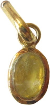 KUNDLI GEMS Yellow sapphire stone Pendant 6.00 ratti Precious Pukhraj stone Certified & Astrological Purpose for men & women Gold-plated Sapphire Stone Pendant