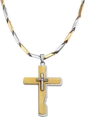 Sullery Christmas Gift Cubic Zirconium Crystal Lord Holy Jesus Christ Crucifix Gold-plated Stainless Steel Pendant Set