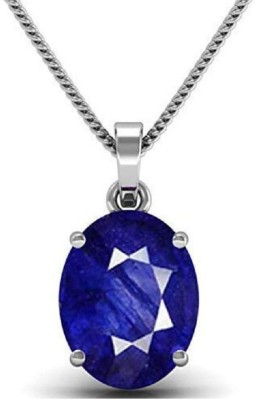 Jaipur Gemstone Blue Sapphire / Neelam Stone Pendant Natural 7.25 ratti Stone Certified Fashionable and Astrological Purpose for men & women Silver Sapphire Stone Pendant