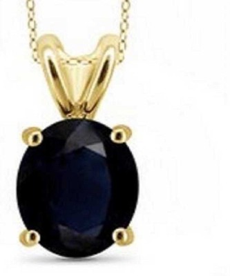 KUNDLI GEMS Blue Sapphire / Neelam Stone Pendant Natural 7.25 ratti Stone Certified Fashionable and Astrological Purpose for men & women Gold-plated Sapphire Stone Pendant