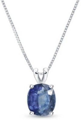 KUNDLI GEMS Blue Sapphire Pendant Precious stone Neelam 5.00 carat stone Certified & Astrological purpose for unisex Silver Sapphire Stone Pendant