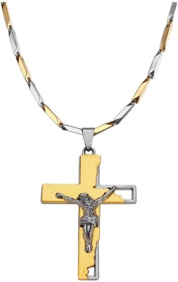 Sullery Christmas Gift Lord Holy Jesus Christ Crucifix Cross Locket With Chain Gold-plated Stainless Steel Pendant Set