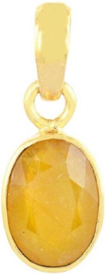 KUNDLI GEMS Yellow sapphire stone Pendant 6.00 ratti Precious Pukhraj stone Certified & Astrological Purpose for men & women Gold-plated Sapphire Stone Pendant
