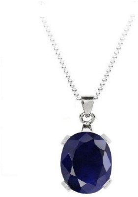 KUNDLI GEMS Blue sapphire pendant Natural Neelam 4.00 ratti Precious stone unheated & untreated Astrological Purpose for men & women Silver Sapphire Stone Pendant