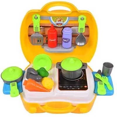 Shree Sai Ultimate Kids Bring Along Kitchen Cooking Suitcase Set (21 pieces, multicolour)