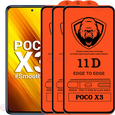 Roxel Edge To Edge Tempered Glass for Poco X3(Pack of 3)