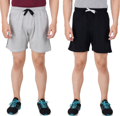 PRIDE APPAREL Solid Men Black, Grey Regular Shorts