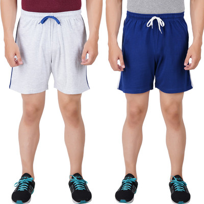 PRIDE APPAREL Solid Men Blue, Grey Regular Shorts
