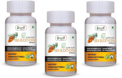 Vringra Sea Buckthorn Capsules - Natural Supplement - Boost Stamina & Immunity (Pack of 3)(3 x 60 No)