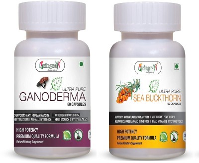 Vringra Ganoderma Capsules - Immunity Booster & Sea Buckthorn Capsules (Combo Pack)(2 x 60 Tablets)