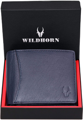 WILDHORN Men Casual Blue Genuine Leather Wallet(9 Card Slots)
