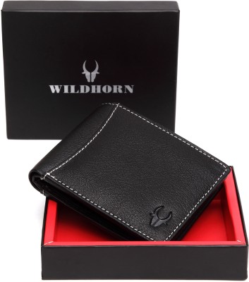 WILDHORN Men Casual Black Genuine Leather Wallet(7 Card Slots)