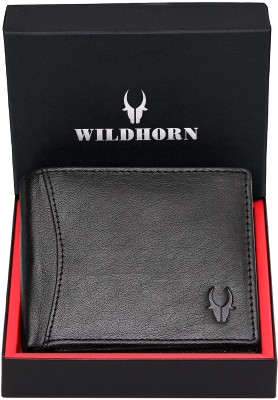 WILDHORN Men Casual Black Genuine Leather Wallet(9 Card Slots)