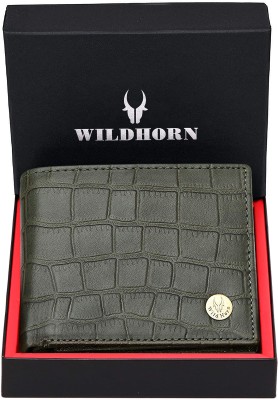 WILDHORN Men Casual Green Genuine Leather Wallet(6 Card Slots)