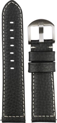 Exor AMAZ BLACK Colour With CUT EDGE finish of 22 mm Genuine Leather Watch Strap(Black)