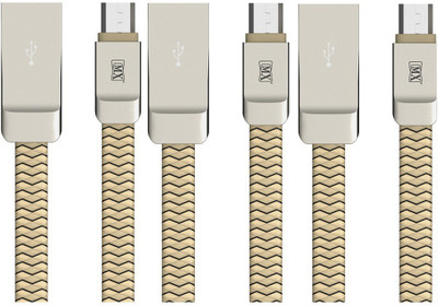 MX 3735 3Pcs of 1 meter Micro usb cable 2.4A Super Speed Charging wire Universal compatibility for Micro-USB devices/mobiles Tangle free with Metal Protective Mesh 3735 Wire Connector(Gold, Silver, Pack of 3)