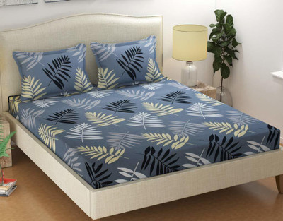 Decent Home 144 TC Microfiber Double 3D Printed Flat Bedsheet(Pack of 1, Grey)