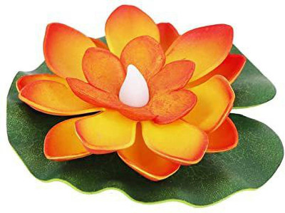 Sjeme smokeless floating lotus candle set of 3 Candle(Green, Yellow, Pack of 3)