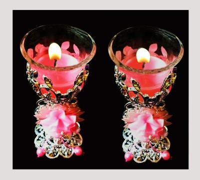 Western World Set of 2 Votive Glass Pink Candle - Diwali Party Lighting Decoration and Corporate Gift Item (Pack of 2) Candle(Red, Pack of 2)