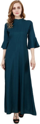 Shyammc Women Gown Light Green Maxi/Full Length Dress