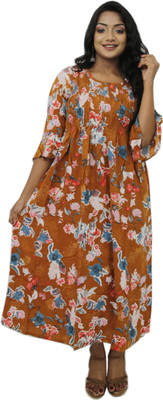 rayie collection Women Floral Print Flared Kurta(Multicolor)