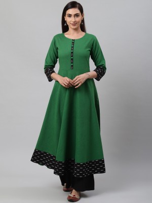 Yash Gallery Women Solid Anarkali Kurta(Green)