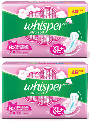 Whisper Ultra Soft Sanitary Pads xl+30+30 Sanitary Pad(Pack of 2)