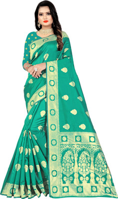 TINA FASHION Solid/Plain Kanjivaram Pure Silk Saree(Light Green)