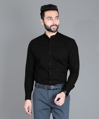 5TH ANFOLD Men Solid Formal Black Shirt
