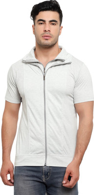 Jangoboy Solid Men Polo Neck Grey T-Shirt