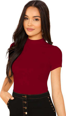 Maheshvi Casual Solid Women Maroon Top