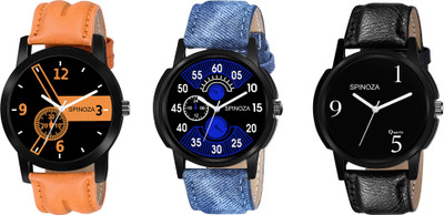 SPINOZA Brown blue army pattern attractive pack of 3 watches for boys Analog Watch  - For Men