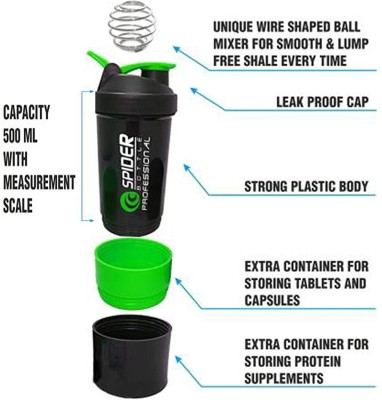 HGH Gym shaker Bottle / protein shake bottle / shaker cocktail / sipper 500 ml Shaker(Pack of 1, Multicolor, Plastic)