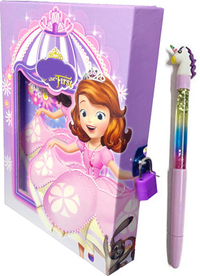 TECHNOCHITRA Cutie Angel Designer Lock Diary with Uneecorn Pen A5 Diary Single Rule 60 Pages(Multicolor, Pack of 2)