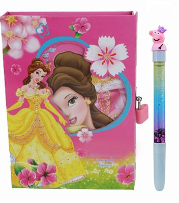 TECHNOCHITRA Angel Designer Lock Diary with Piggy Pen A5 Diary Single Rule 60 Pages(Pink, Pack of 2)