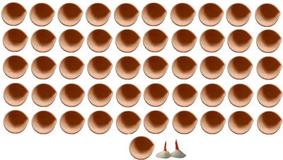 hc the crafts Earthenware (Pack of 51) Table Diya Set(Height: 2 inch)