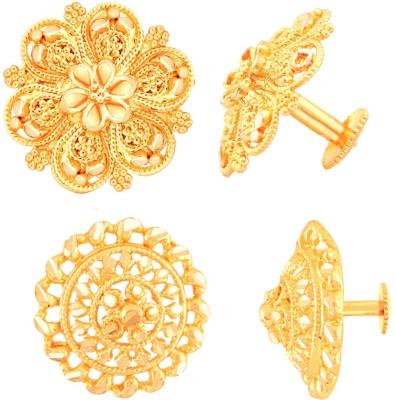 Divastri Traditional South Screw Back 1 one gram gold wedding bridal Stylish fancy party wear Ethnic Indian Temple jewellery Studs Meenakari Flower Ear rings for girls women Combo pack Golden Fancy Micro Antique Ruby Brass, Copper, Stone Stud Earring, Earring Set, Tunnel Earring