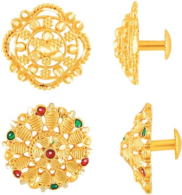 Divastri Traditional South Screw Back 1 one gram gold wedding bridal Stylish fancy party wear Ethnic Indian Temple jewellery Studs Meenakari Flower Ear rings for girls women Combo pack Golden Fancy Micro Antique Ruby Brass, Copper, Stone Stud Earring, Earring Set, Tunnel Earring