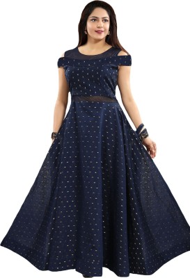 WHOOSEE Women Gown Dark Blue Dress