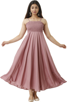 Rajkanya Flared/A-line Gown(Pink)