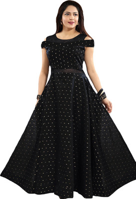 jsv fashion Flared/A-line Gown(Black)
