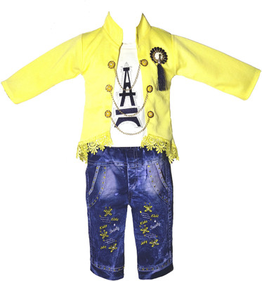 masoom creation Baby Girls Party(Festive) Top Pyjama(Lemon)