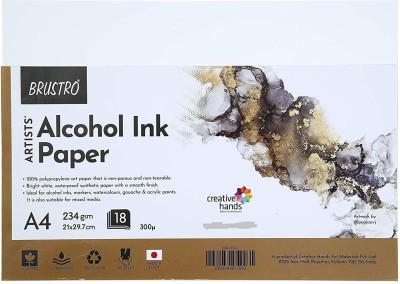 BRuSTRO Artists Alcohol Ink Paper, 300 Micron, unruled, A4, 234 gsm Drawing Paper(Set of 1, White)