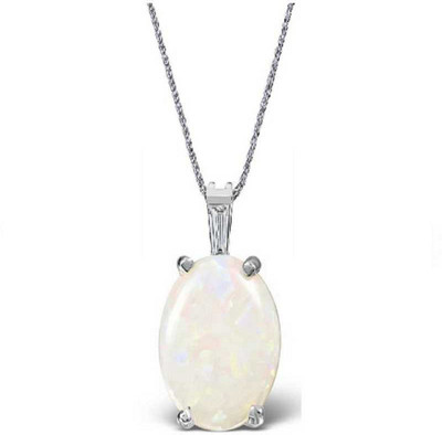 KUNDLI GEMS Silver Opal Stone Pendant