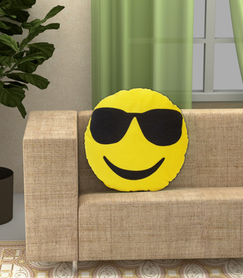 Unique Style Polyester Fibre Smiley Cushion Pack of 1(Yellow)