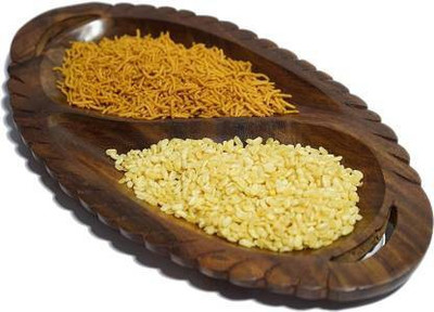 Giftoshopee Wooden 2 compartments Oval shaped Dry fruit serving tray Tray(Tray)