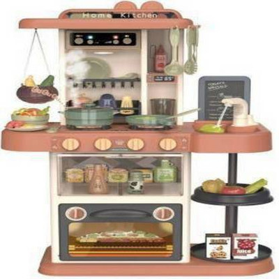 M.S.ENTERPRISE Kids Kitchen Playsets with Realistic Lights & Sound,Play Sink with Running Water,Desert Shelf Toy & 43- Pcs Kitchen Accessorie