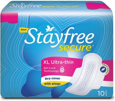 STAYFREE Secure Ultra Thin XL Wings Sanitary Pad(Pack of 10)